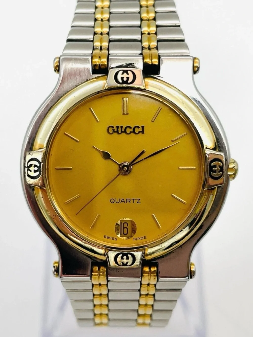 Gucci Two-Tone Stainless Steel Watch with Gold Dial